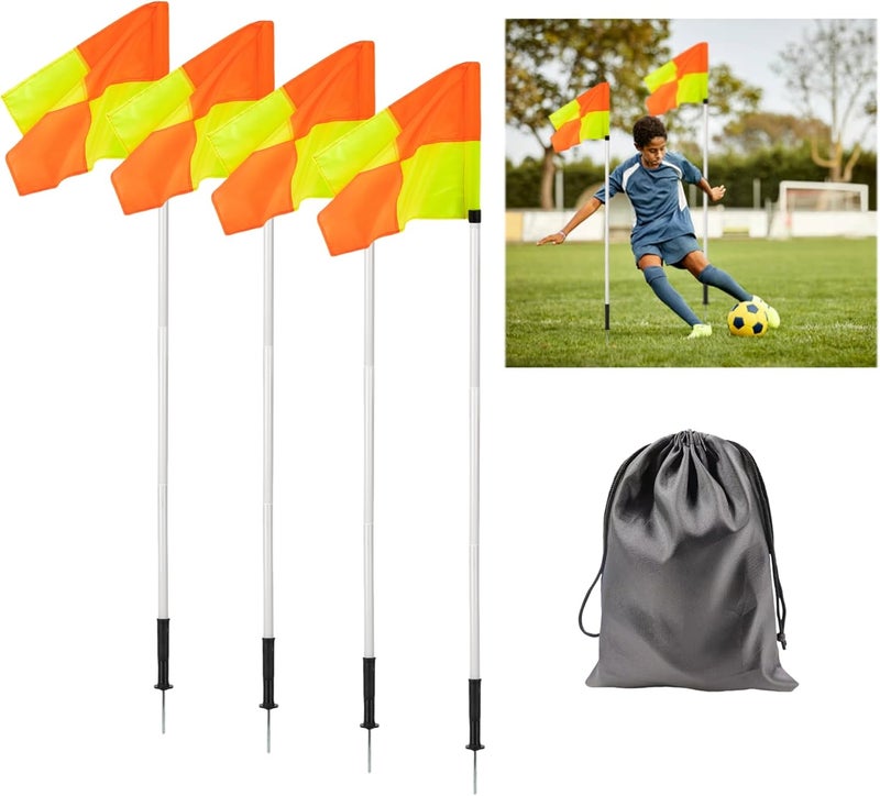 Nbguigdstr Spring Loaded 5FT Corner Flags for Soccer Field Set with Storage Bag, Universal Adjustable Speed and Agility Training Equipment, Soccer Agility Poles-White - Image 1